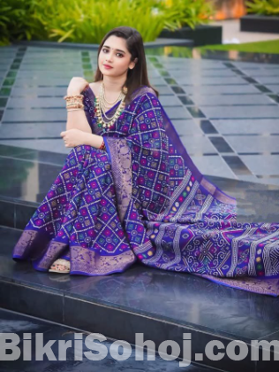 Premium Half Silk Saree with Blouse Piece and Chunri Print